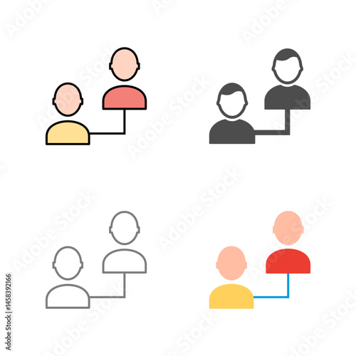 Unique Connected Profiles Vector Icon