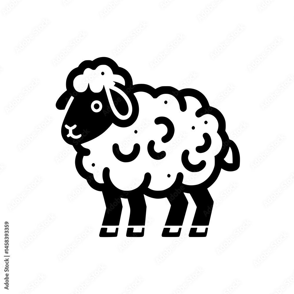 Obraz premium Cartoon Sheep Vector – Whimsical Animal Design for Creative Use