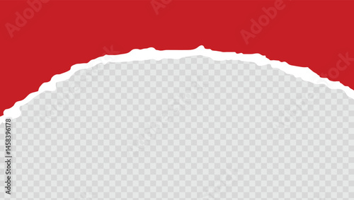 Red paper with torn edge and transparent background in the middle vector stock