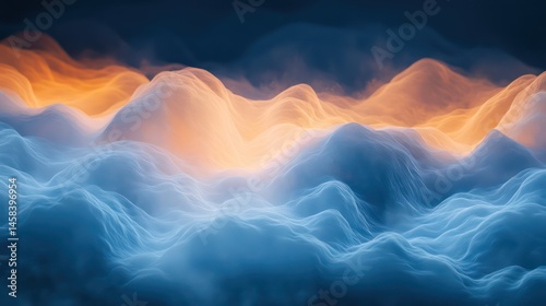 Light and airy cloud patterns forming undulating waves in the upper atmosphere