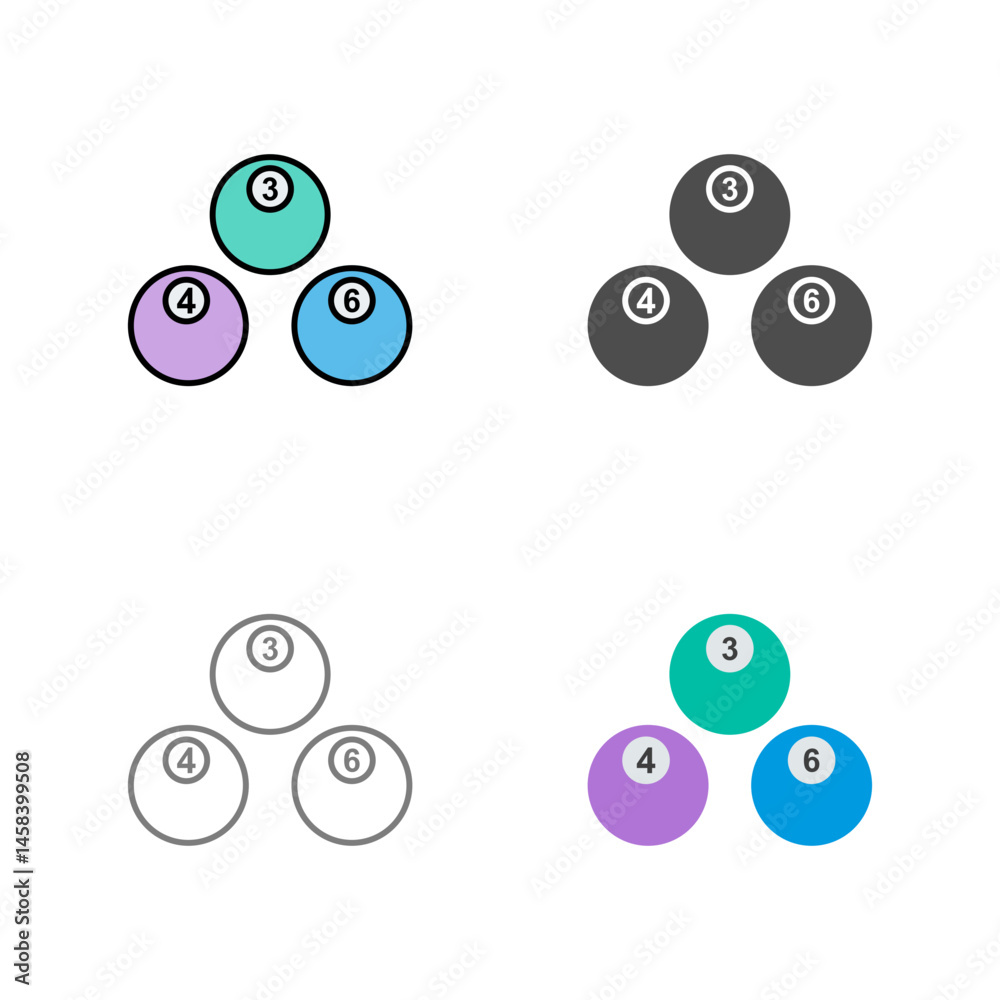 Fototapeta premium Unique Snooker Balls Vector Icon