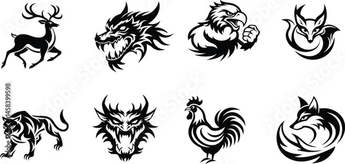 Tribal Animal Tattoo Bundle – Vector Ink Designs of Wild Creatures & Mythical Beasts