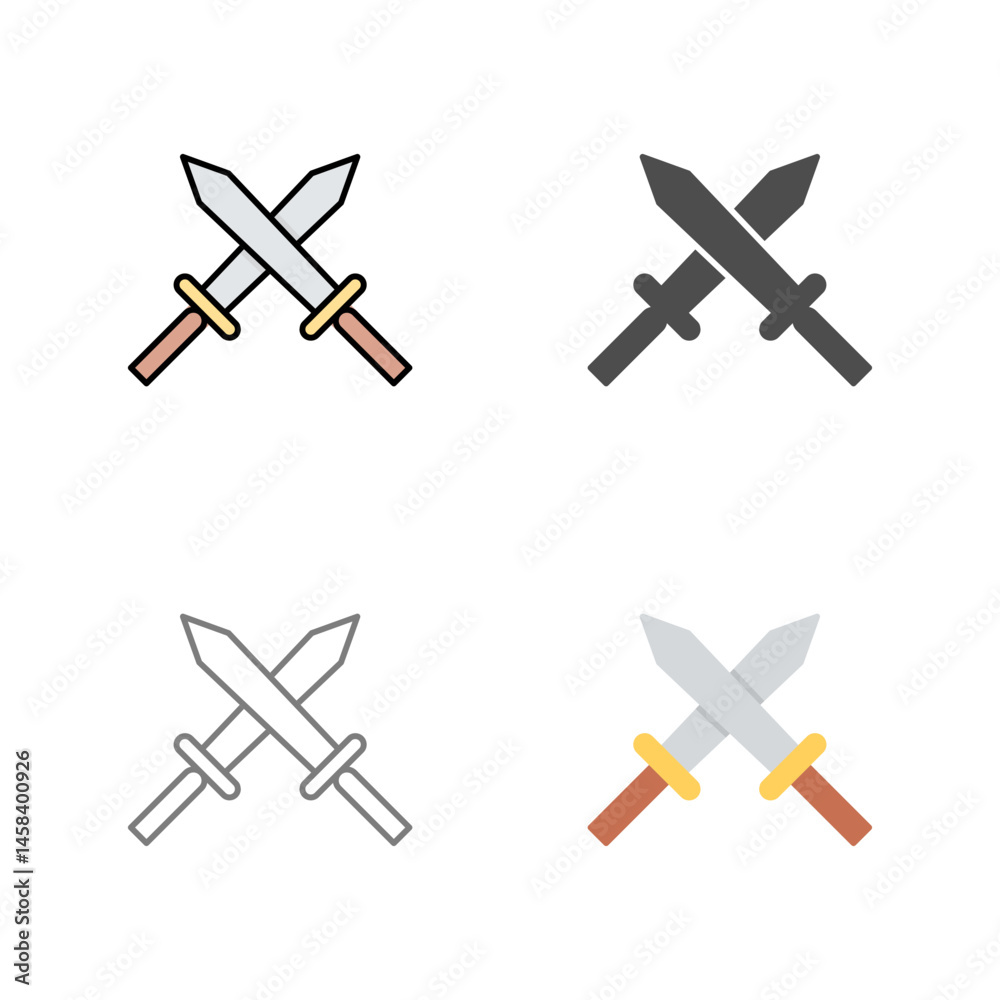 Unique Two Swords Vector Icon Unique Two Swords Vector Icon
