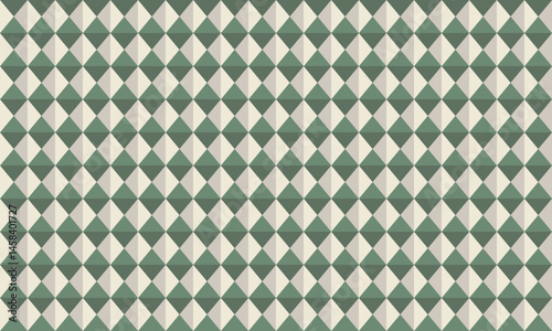 Abstract geometric background featuring a repeating pattern of muted green and beige diamond shapes.  Ideal for website banners, print designs, or textured backgrounds.