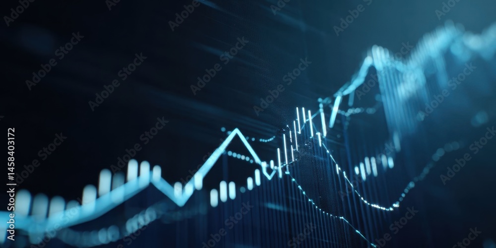 Naklejka premium Economic Indicators Line Graphs on Abstract Background