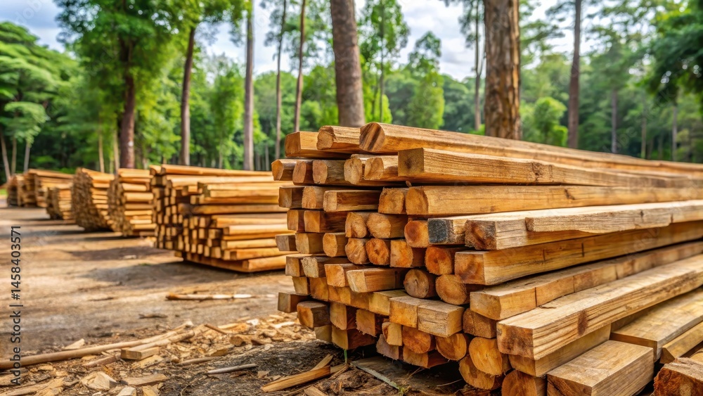 Raw Teak Wood Stacking on the Ground , trees, teak wood, trees, teak wood, sustainable, wood processing Raw Teak Wood Stacking on the Ground , trees, teak wood, trees, teak wood, sustainable, wood processing
