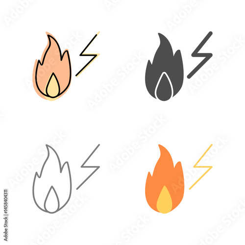 Unique Electricity Fire Vector Icon