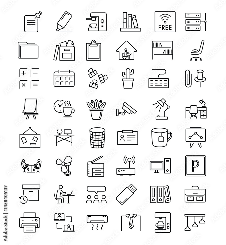 Office life represented with icons Office life represented with icons
