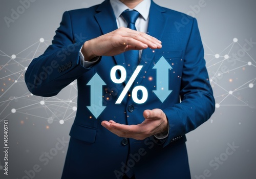 Businessman Presenting Interest Rate Fluctuation Financial Growth Percentage Change Risk Money