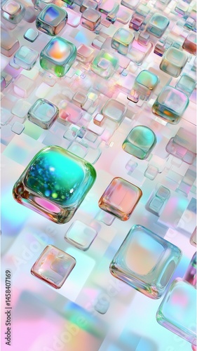 Glass Cubes Abstract, Colorful Transparent Cubes, 3D Rendered Cubes, Floating Cuboids, Iridescent Cubes, Modern Art, Abstract Design, Digital Art, Cube Cluster, Geometric Shapes, 