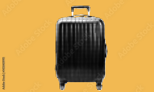 Travel suitcase in halftone style represents journeys and adventures, perfect for transport enthusiasts and design lovers