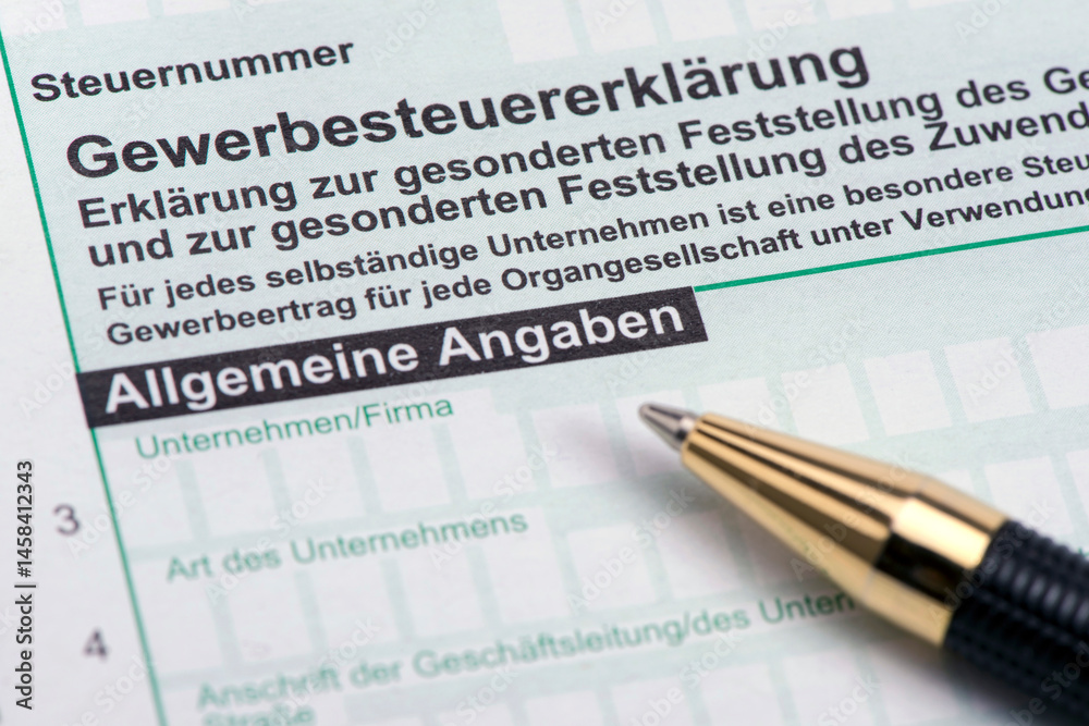 Formular für die Einkommensteuererklärung für Finanzamt über Gewerbesteuer Formular für die Einkommensteuererklärung für Finanzamt über Gewerbesteuer