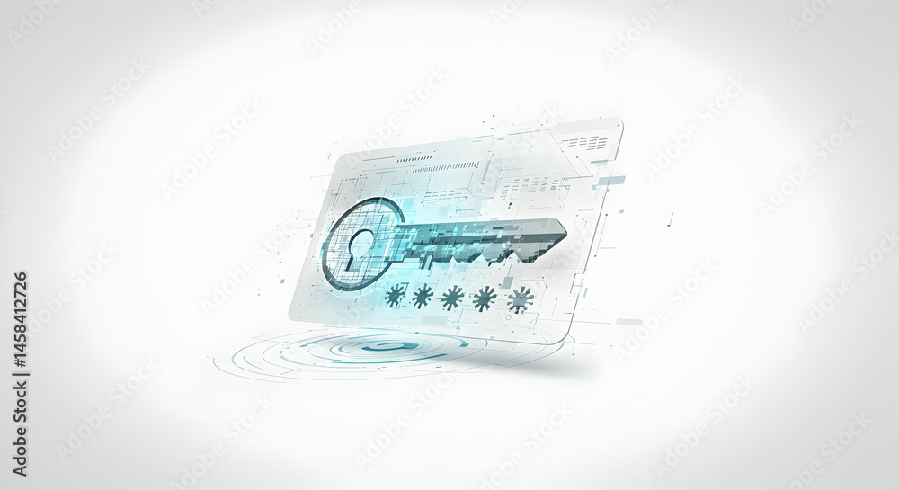 Fototapeta premium Entering Password with Key Digital Access and Security