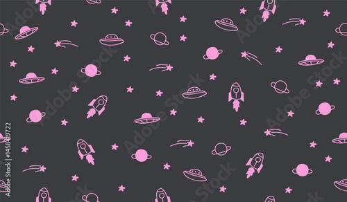 Cute cartoon space pattern background vector design