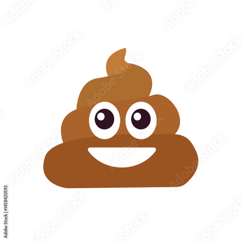Funny brown pile of poop emoji vector face smiling smile symbol sign icon illustration poo