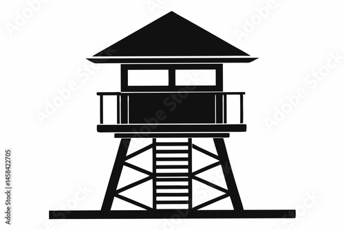 lifeguard tower silhouette vector