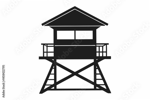 lifeguard tower silhouette vector