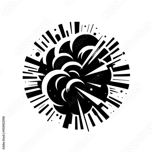 Black & White Explosion Graphic, Dynamic Illustration, Abstract Design