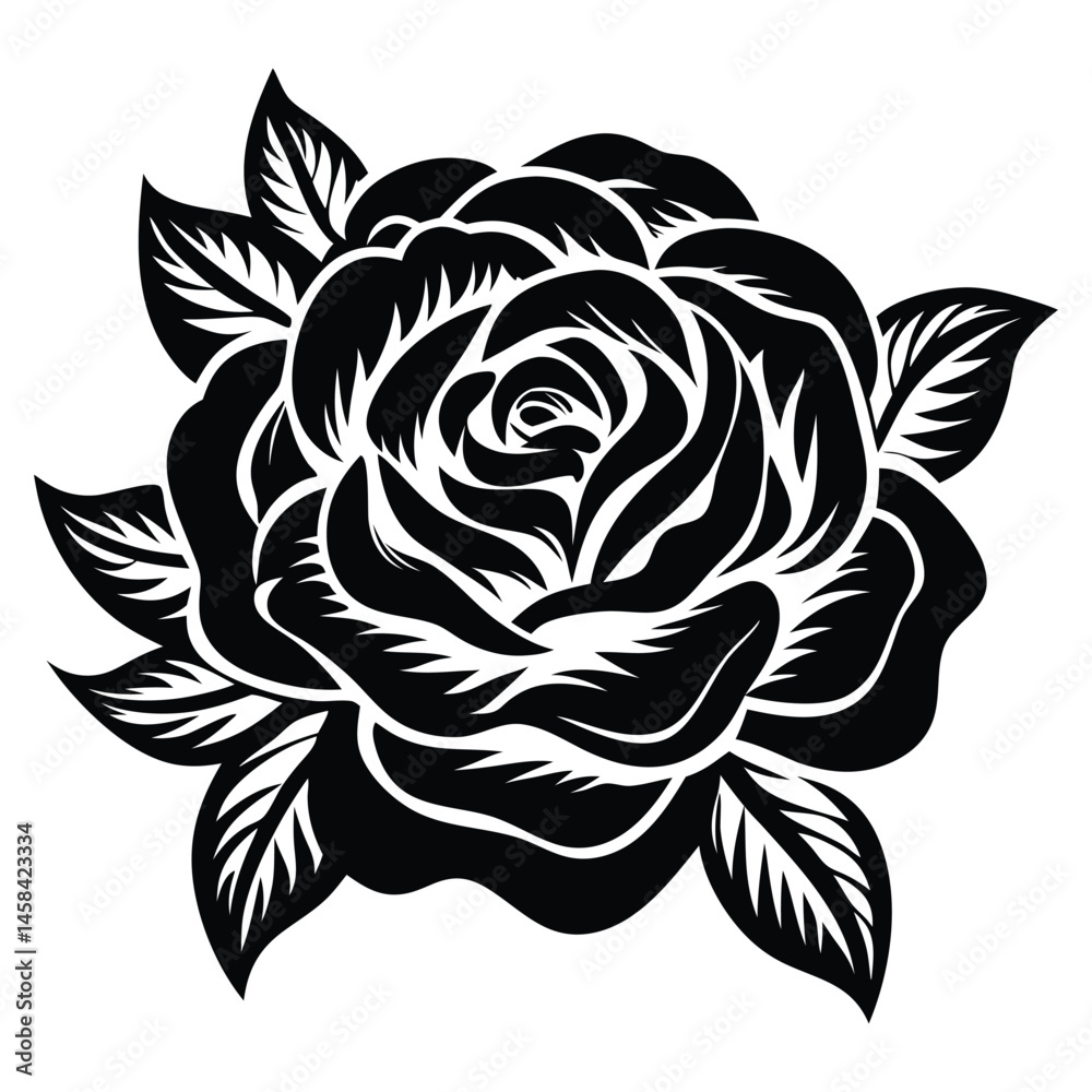 Rose Flower silhouette vector illustration Rose Flower silhouette vector illustration
