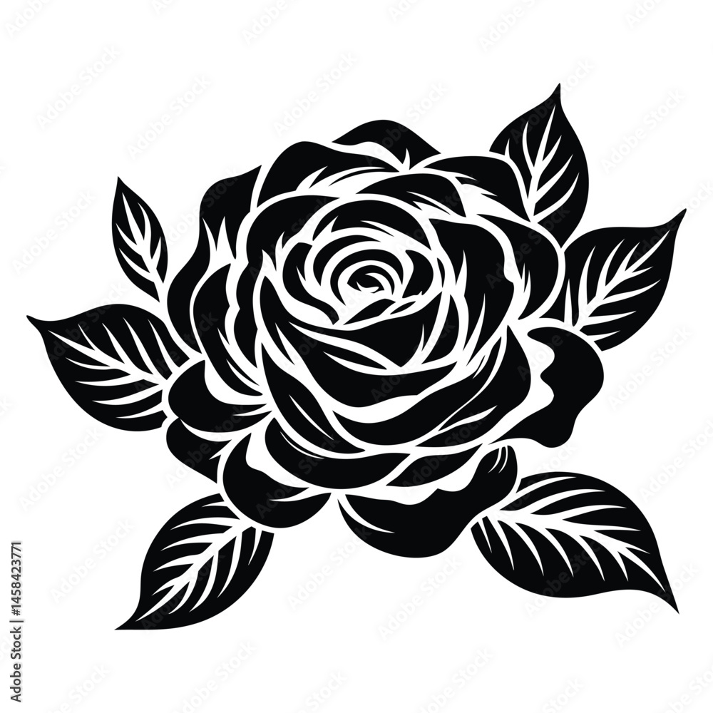 Rose Flower silhouette vector illustration Rose Flower silhouette vector illustration