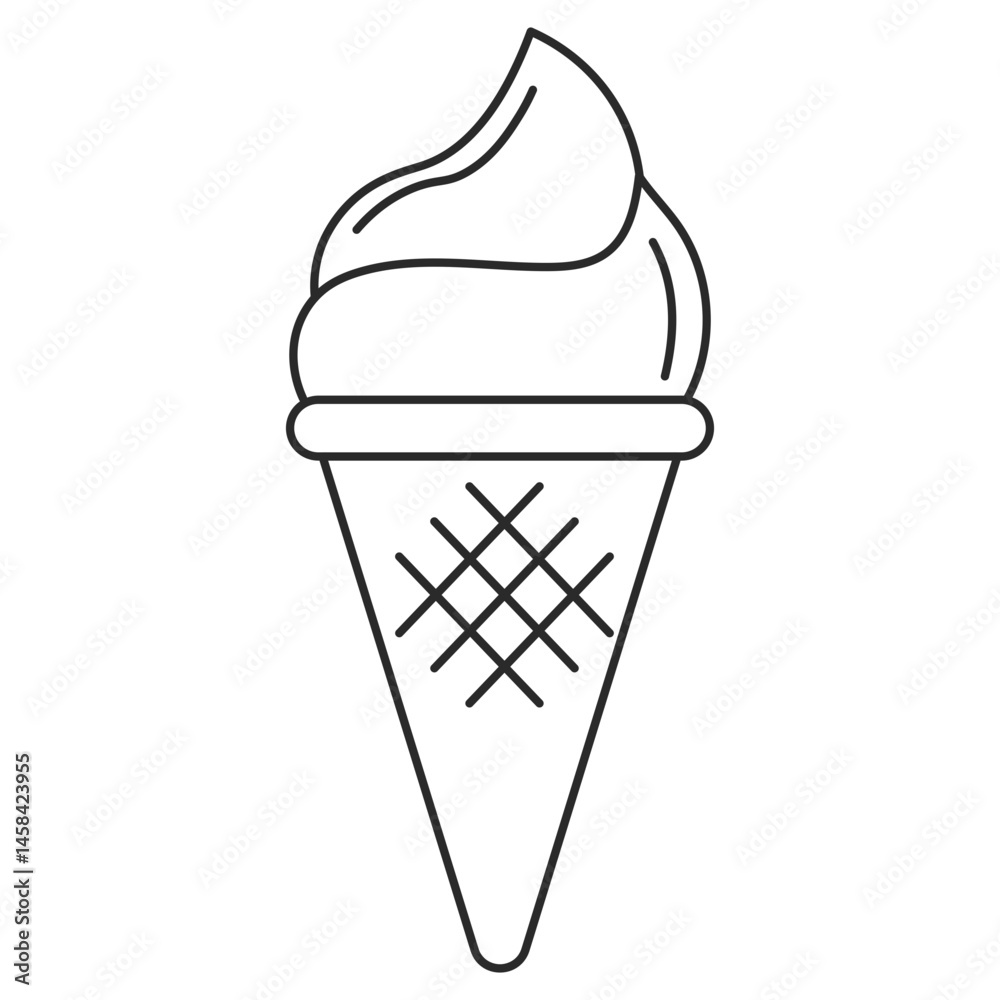 Outline Ice Cream Cone Outline Ice Cream Cone
