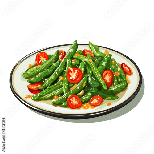 stir-fried french beans,vector