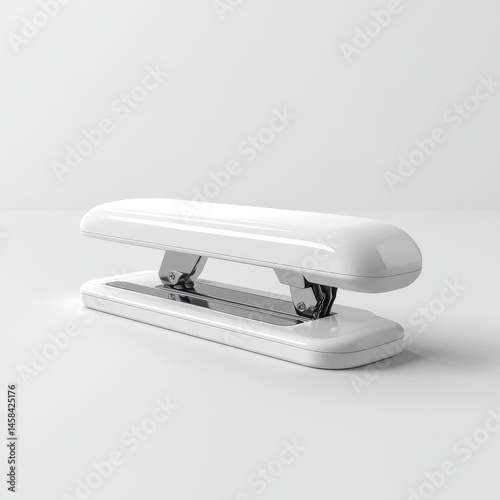 White stapler office supply stationery tool staple document paper work desk minimalist clean aesthetic 100