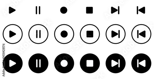 media control icons play pause stop forward rewind.