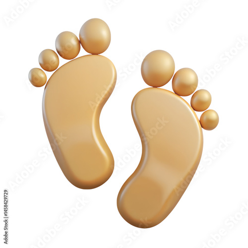 Human footprints icon. 3d rendering isolated on white background. Cartoon plastic style