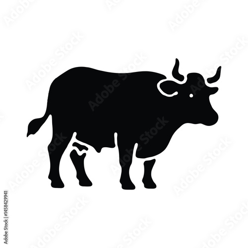 black bull isolated on white