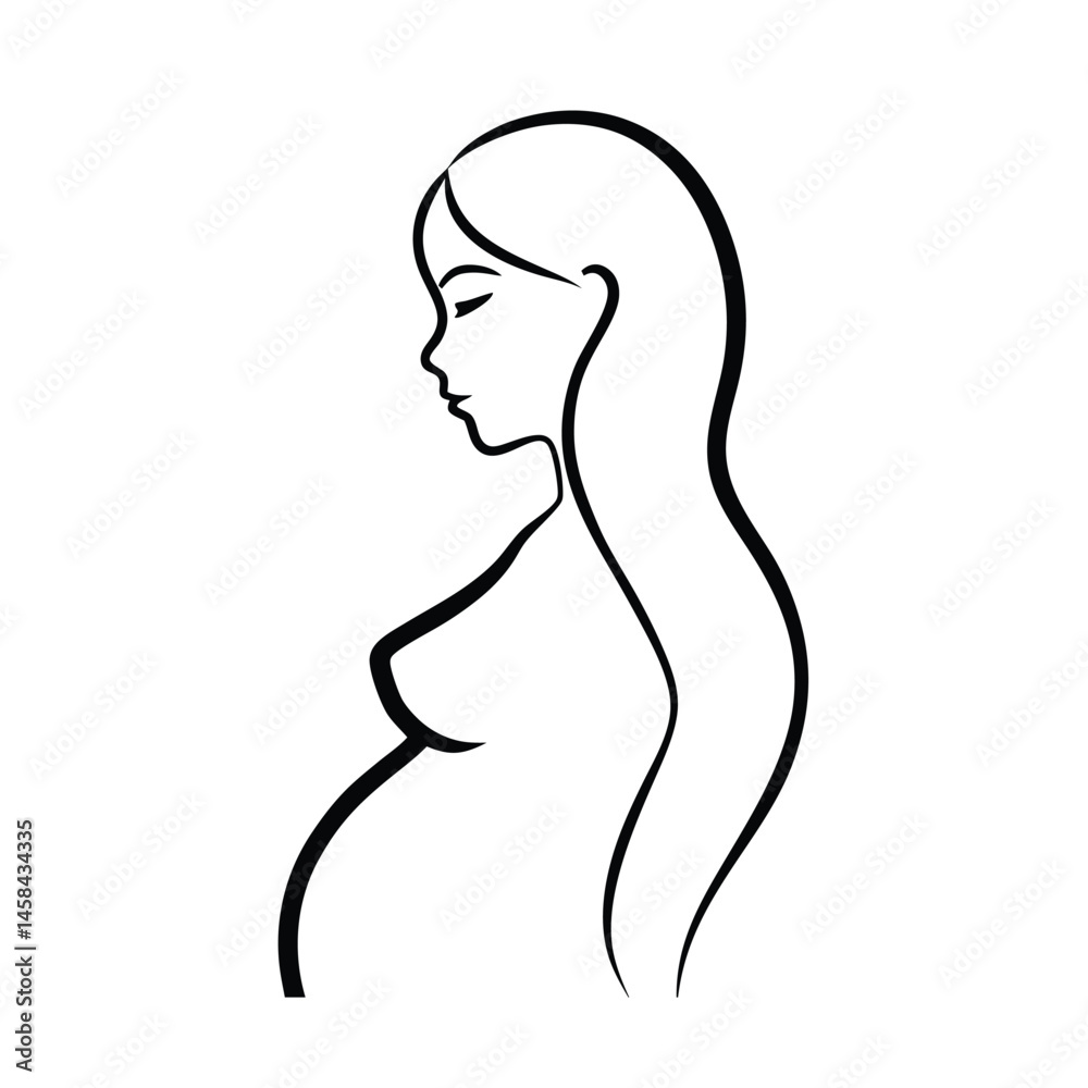 Pregnant Woman Minimalist Side Profile Vector Pregnant Woman Minimalist Side Profile Vector