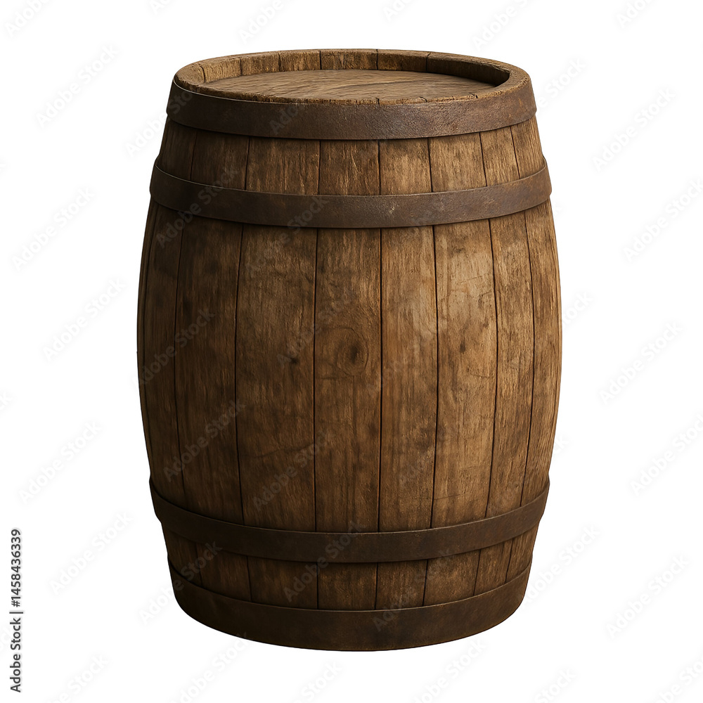 Fototapeta premium Rustic Aged Oak Barrel Cutout Image for Branding