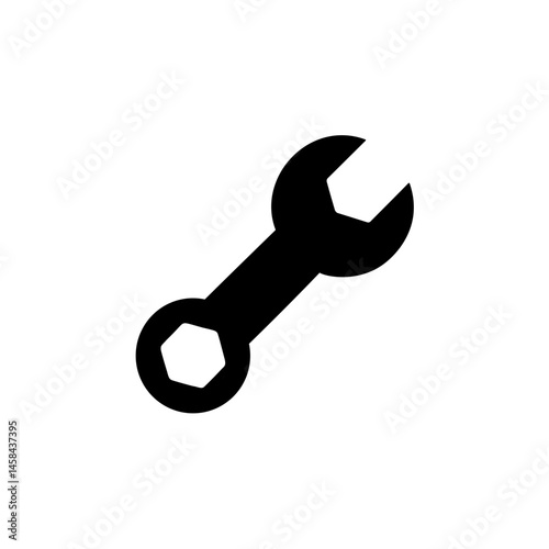 repair wrench icon, black