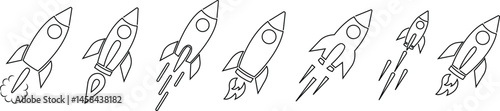 Space ship icon set. rocket vector symbol collection isolated on transparent background. Rocketship logo astronaut, spaceship, technology, fast speed booster fly for flight. Element for app and web.