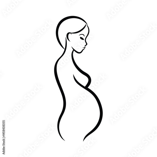 Pregnant Woman Side Line art