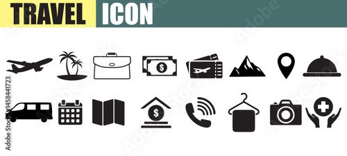 Travel icon black. Vocation icon set.