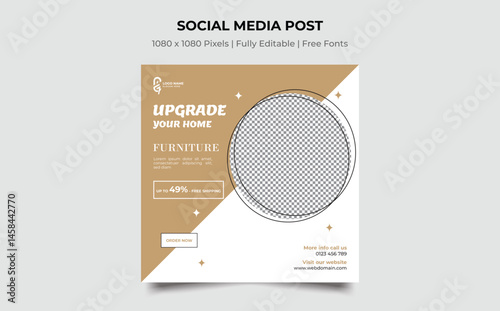 Elegant Furniture Social Media Ad Layout. Modern Aesthetic post template. Furniture business social media post template Premium Vector.