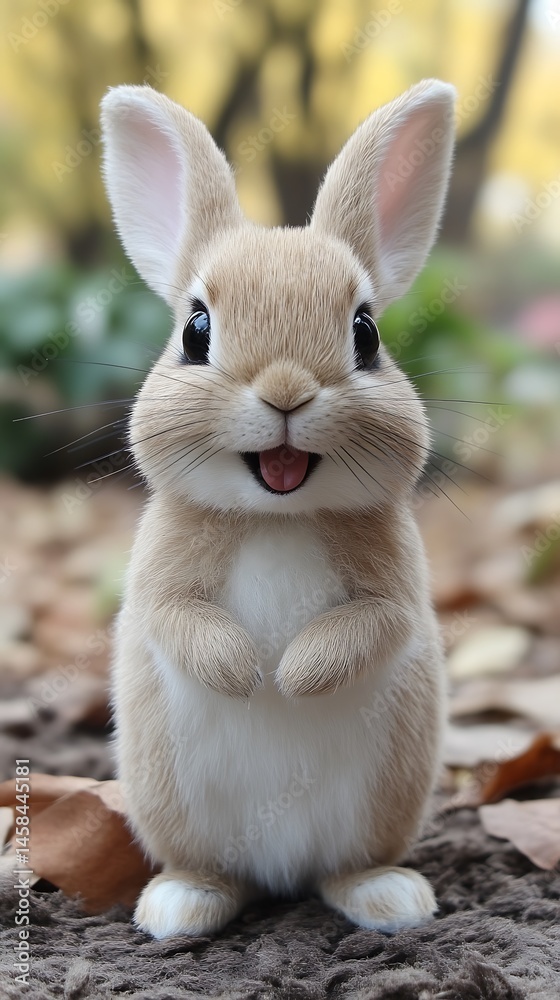 Fototapeta premium Happy Bunny Portrait Smiling in Nature
