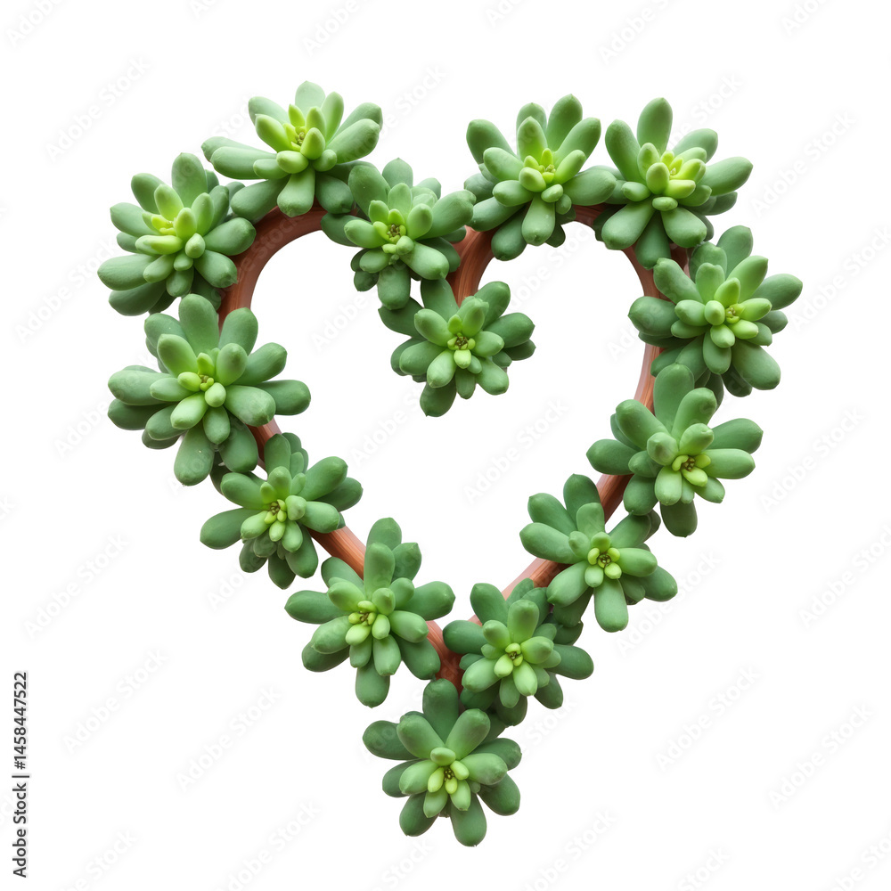 Succulent Plant Growing in the Shape of a Heart Isolated on a White Background Succulent Plant Growing in the Shape of a Heart Isolated on a White Background