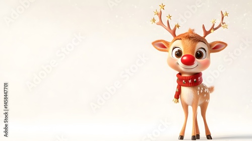 Cute cartoon reindeer with a festive scarf.