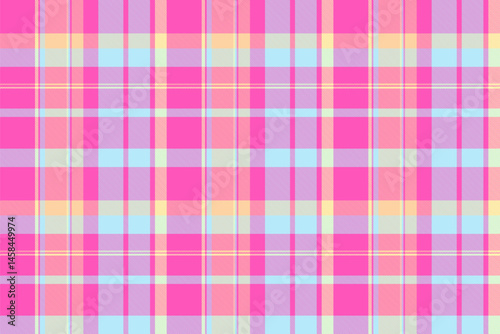 Pixel seamless background textile, girly plaid pattern tartan. Fibrous vector fabric texture check in pink and light colors.