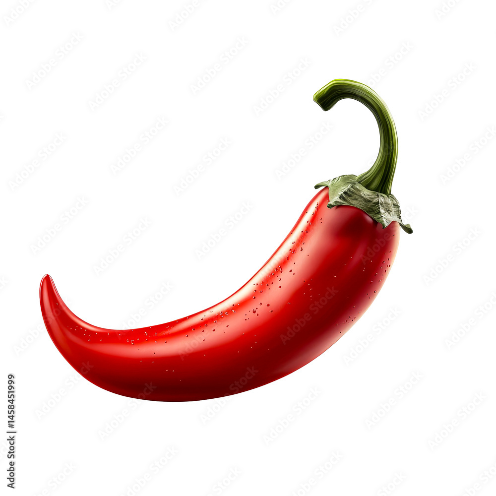 Shiny Red Chili Pepper with Droplets, Cut Out Transparent Shiny Red Chili Pepper with Droplets, Cut Out Transparent