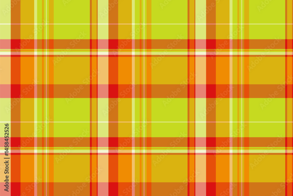 Silk pattern texture textile, designer fabric tartan vector. Pillow plaid check seamless background in orange and lime colors.
