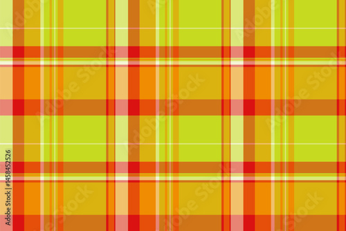 Silk pattern texture textile, designer fabric tartan vector. Pillow plaid check seamless background in orange and lime colors.