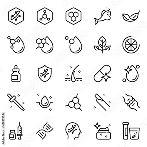 Outline icons set for Beauty diet