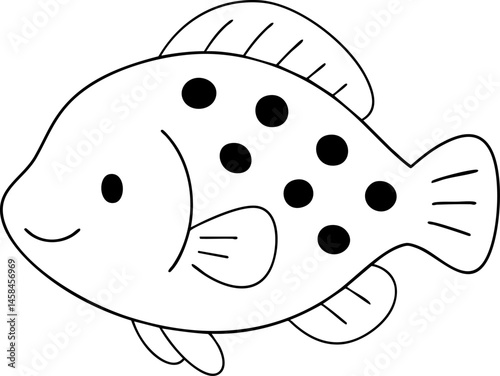 Cute fish illustration with spots and smiling expression, perfect for children designs