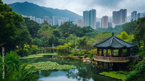 The Hong Kong Zoological and Botanical Gardens with lush greenery and exotic plants