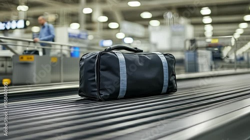 Luggage on airport conveyor belt