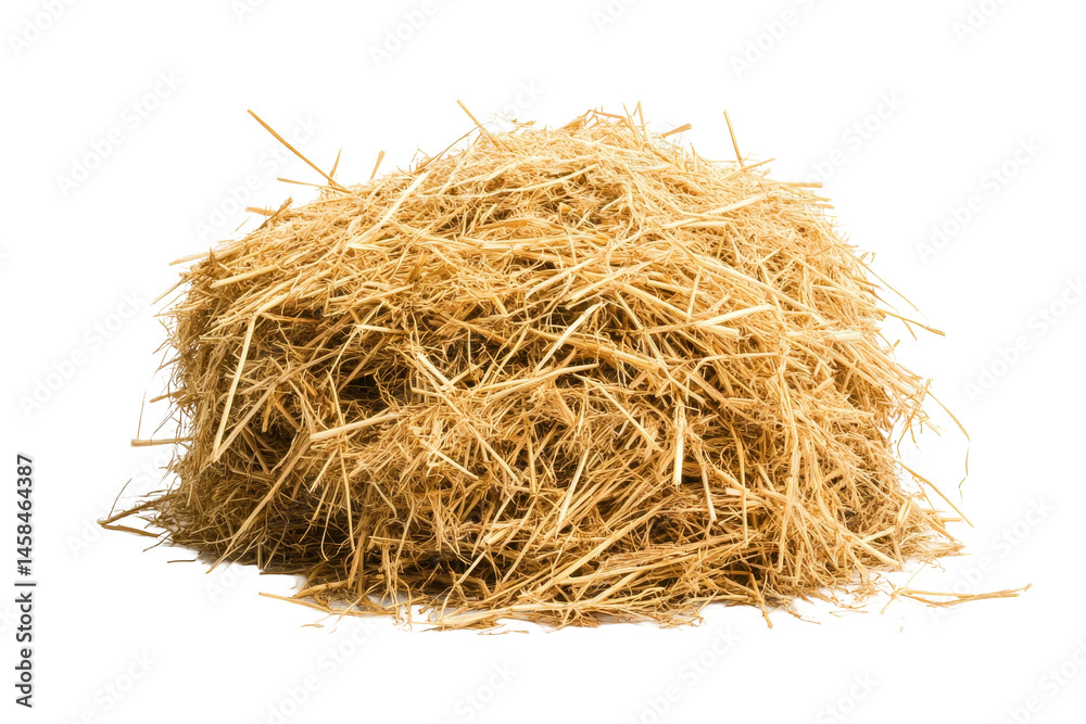 Obraz premium Perfectly stacked hay brings earthy tones and cozy vibes to agricultural designs and countryside visuals