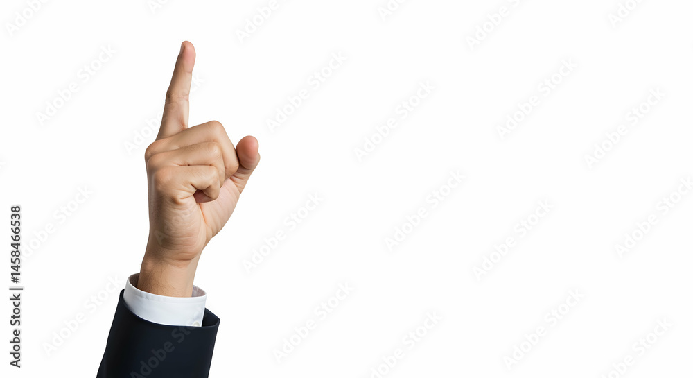 Hand Pointing Upward Isolated on White Background